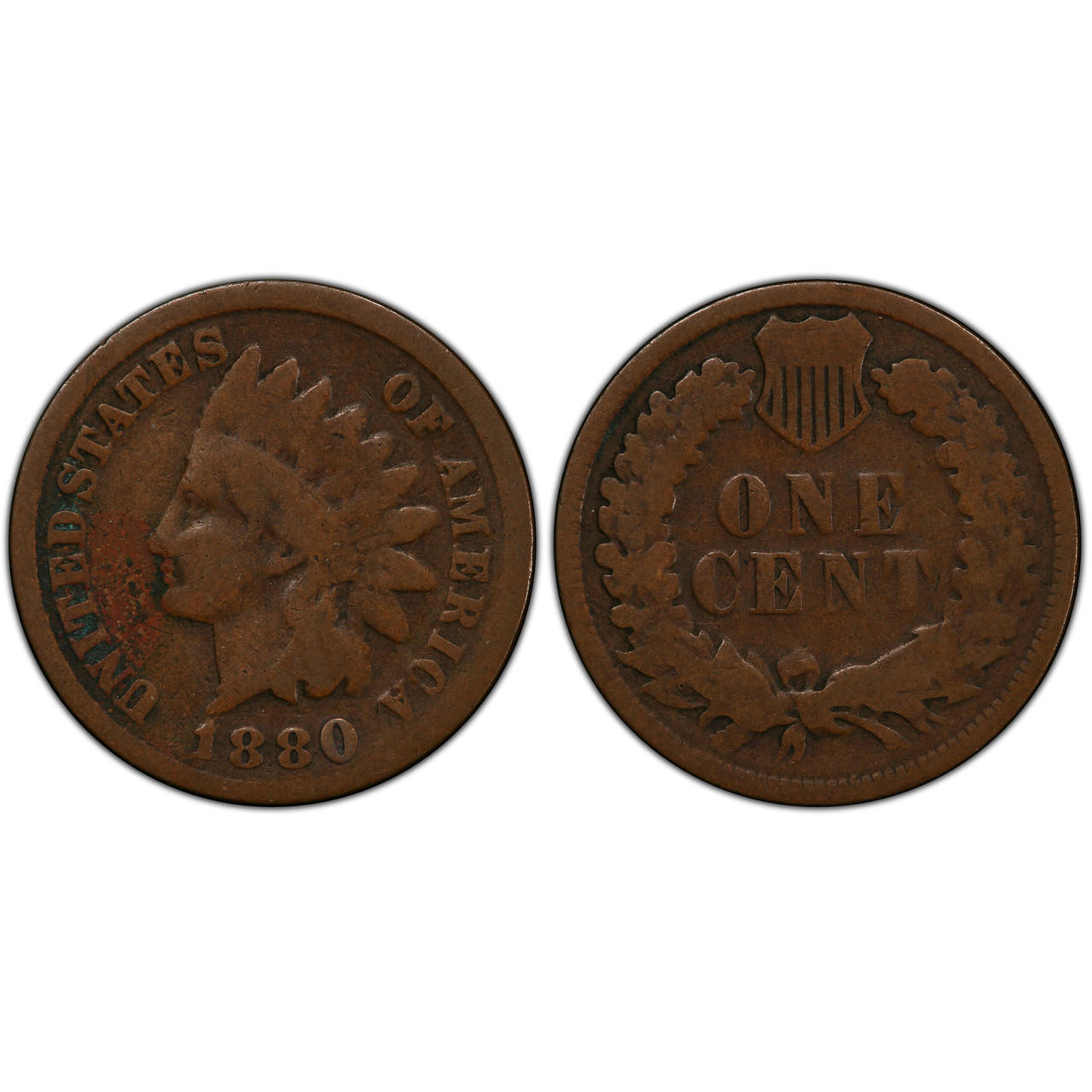 Side-by-side comparison of standard 1880 Indian Head penny vs the Snow-1 DDO variety showing doubling in the date