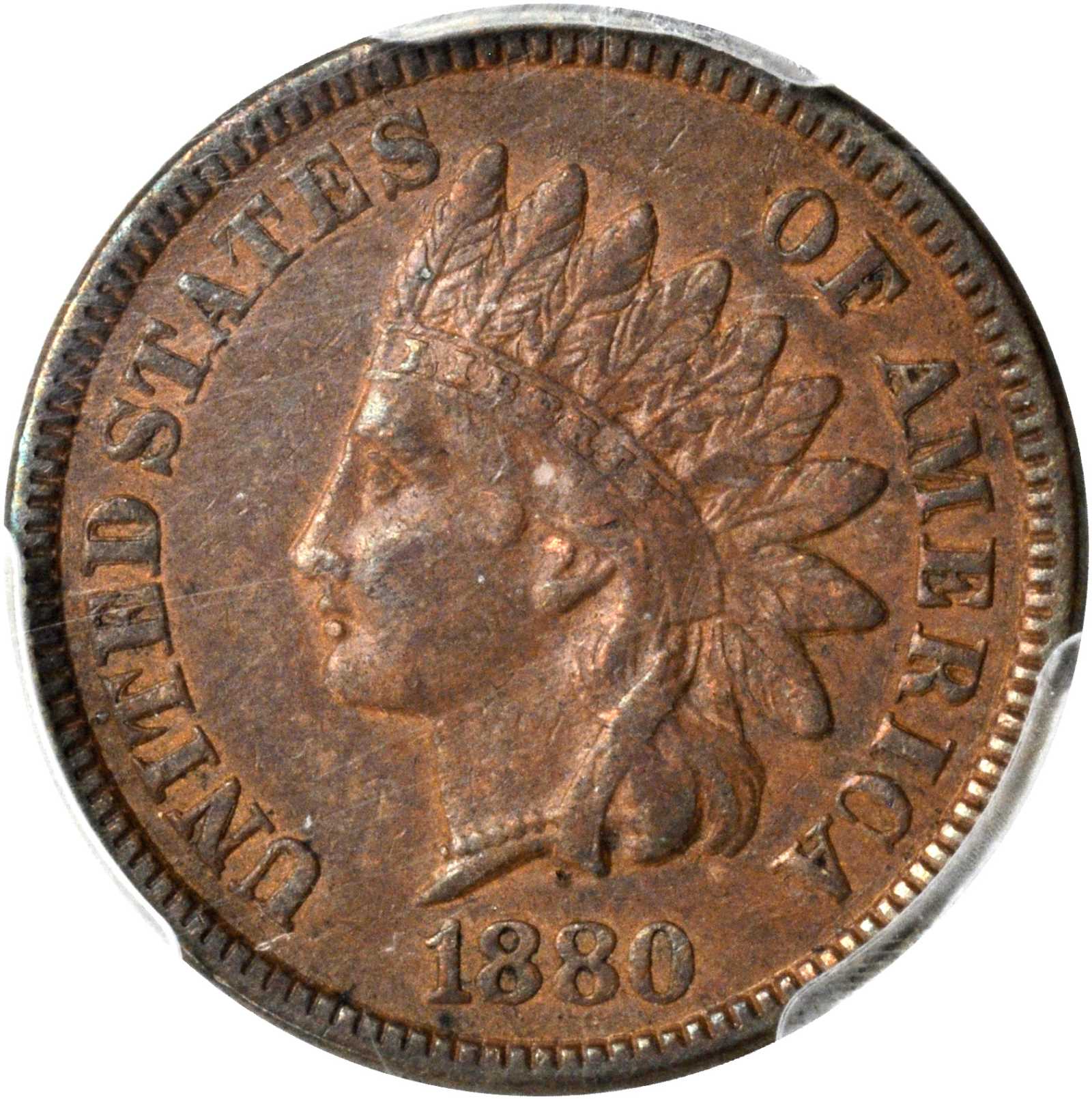 1880 Snow-1 DDO variety — magnified view of doubled date digits on the 1880 Indian Head penny